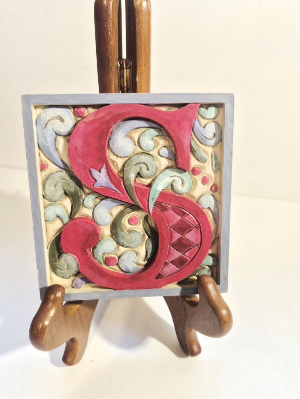 Jim Shore Monogram Letter "S" Block Hanging Tile 4013215S Heartwood Creek 2008
